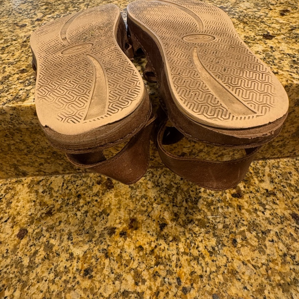 Chaco Fallon Pinecone Brown Leather Sandals Ankle Strap Podiatrist Approved 7 - Picture 10 of 10